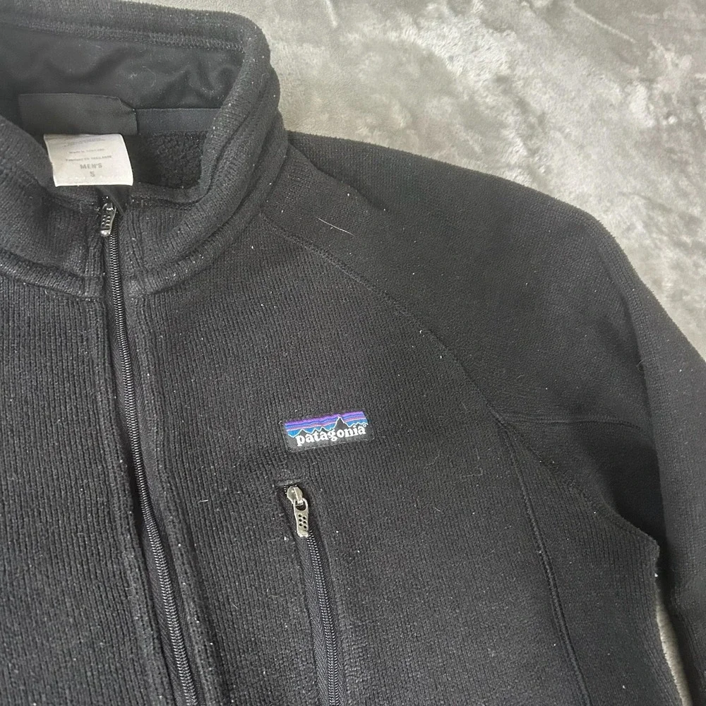 Patagonia Sweater Mens Small Black Better Sweater 1/4 Zip Fleece Logo Pullover